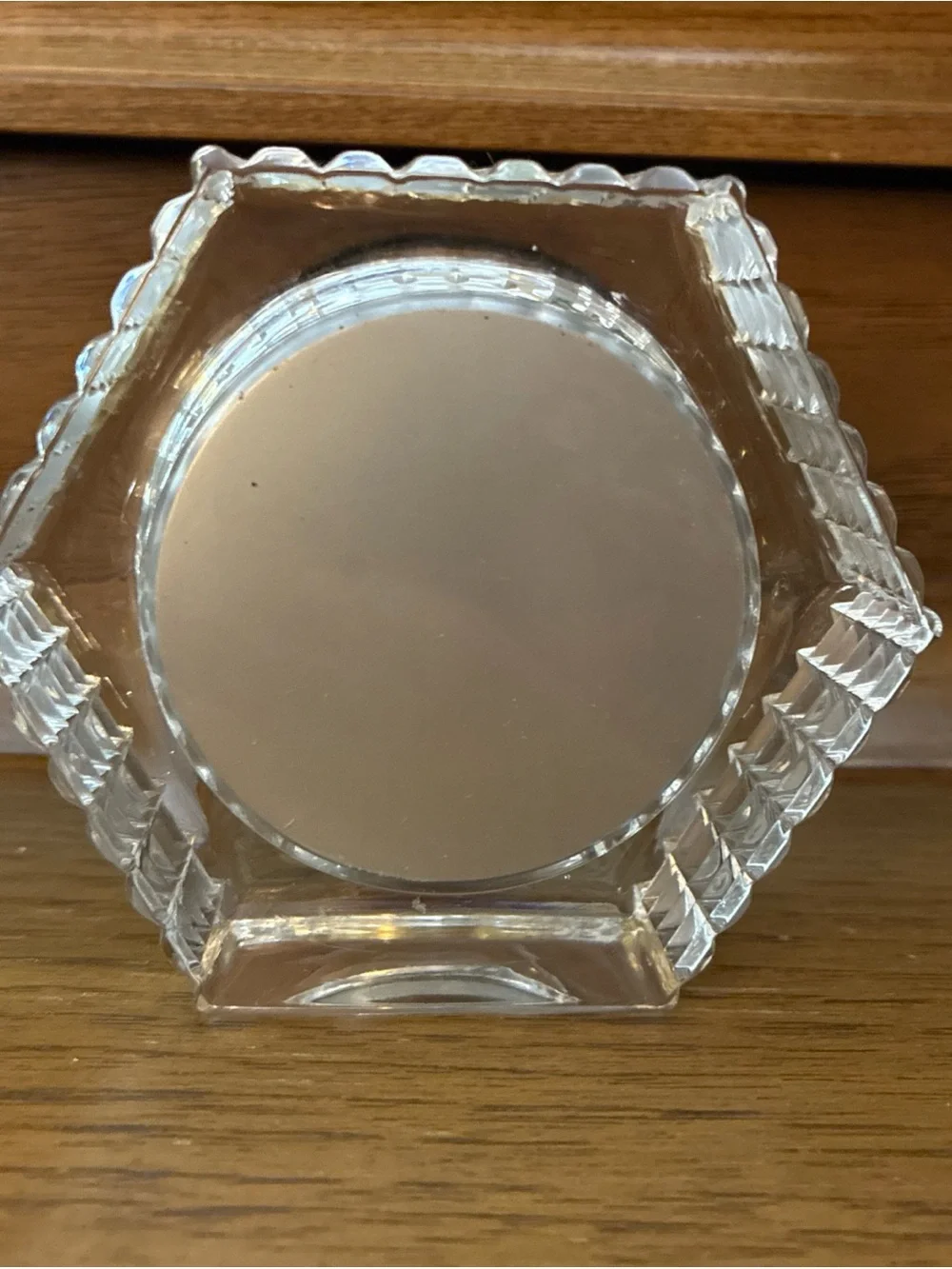 Staiger Quartz Lead Crystal Clock 3.75” Hexagon Desk Clock Germany Beautiful